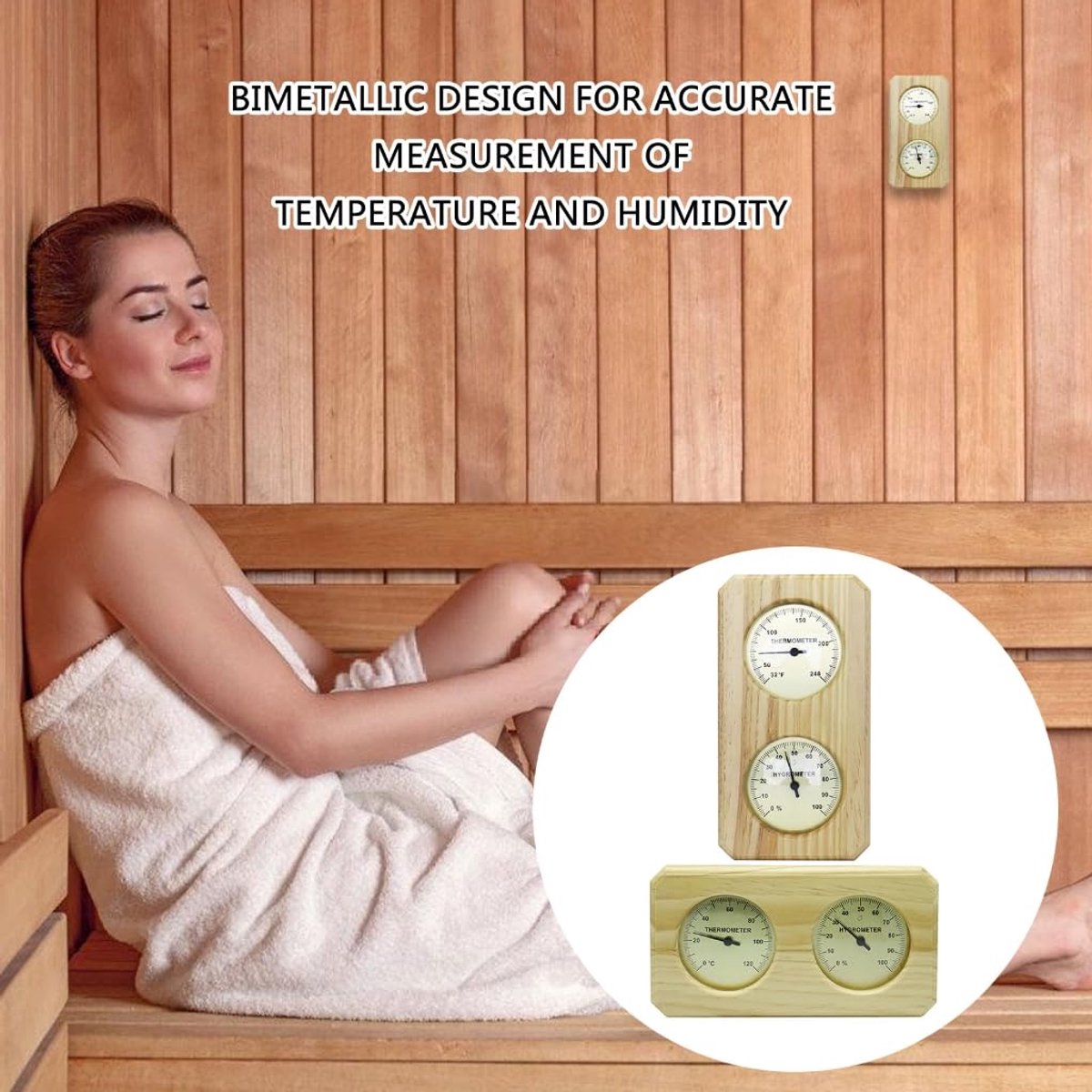 Indoor Thermometer - Indoor Thermometer - Thermometer - Weather Station - Hygrometer - Waterproof Wall-Mounted Thermometer and Hygrometer - Suitable for Indoor Bathroom, Sauna, Baby's Room - Image 6