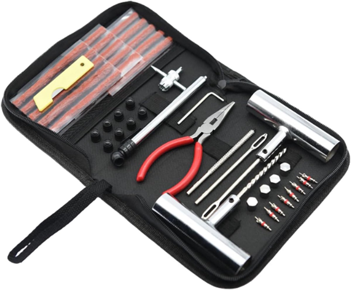 46-piece set - Rim repair kit - for motorcycle, moped or car - Tire repair kit - Complete repair kit for car and motorcycle - 20.5 x 14.5 x 4.5 cm - Image 1