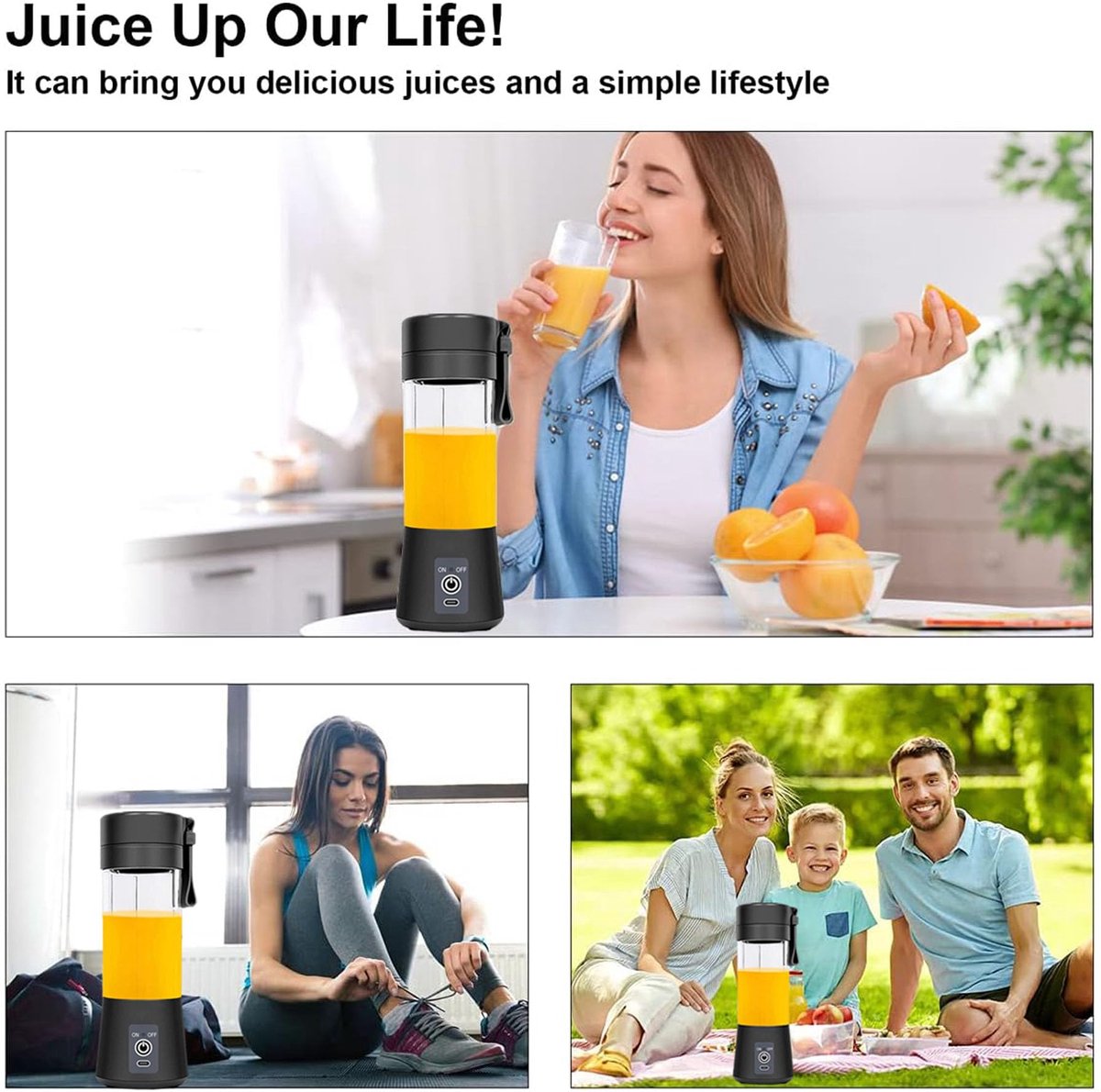 Blender - Mini blender - Smoothie maker - Rechargeable mini blender - Portable blender - Citrus press - Black - Image 3