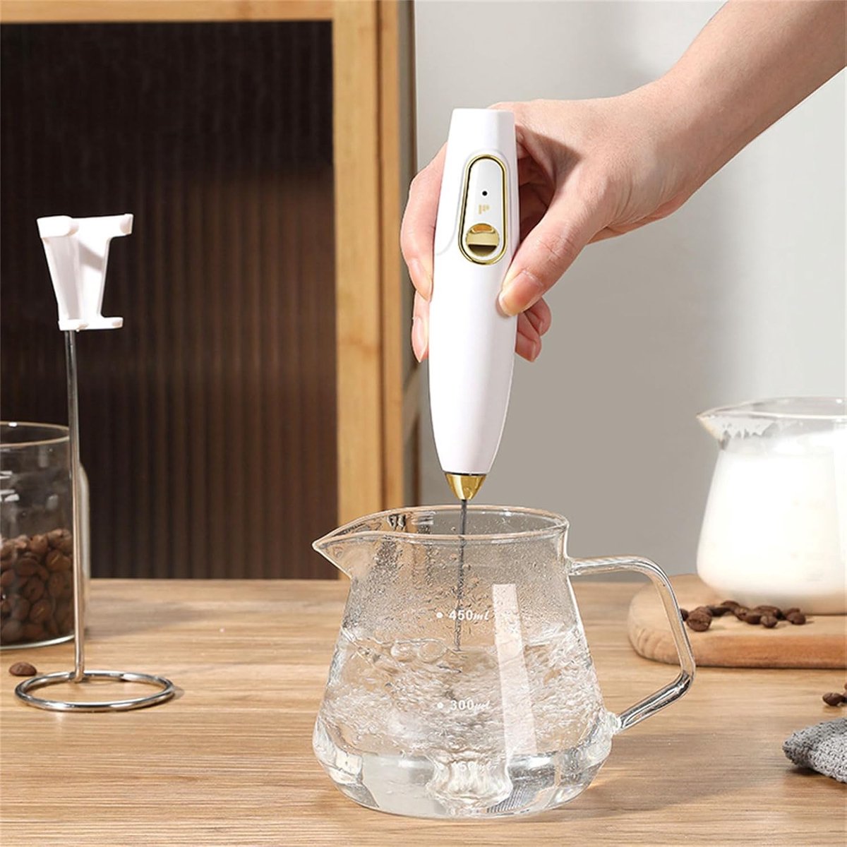 Milk Frother - Practical Kitchen Appliance - Milk Frother - Multifunctional Tool - Multifunctional Electric Mixer - Suitable for Outdoor and Indoor Use - Image 1