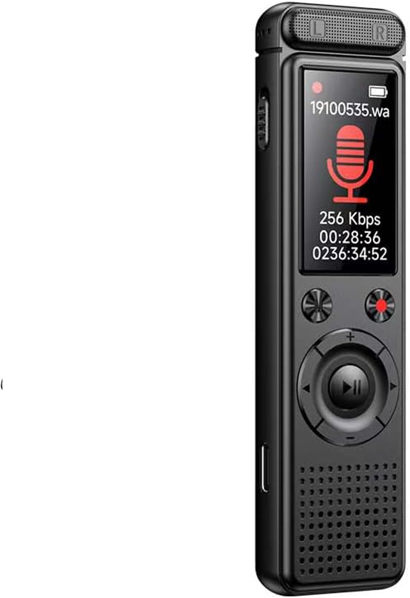 Voice Recorder - Dictaphone - Rechargeable - Portable - Clear Sound - Meetings, Interviews - 64 GB - Black - Image 1