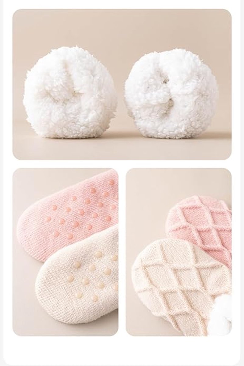 Socks - Warm socks - Indoor socks - Women's slipper socks - Warm winter socks - Fleece socks - Comfortable - Winter warmth - Ultra-comfortable women's indoor slippers - One size fits all - White - Image 5