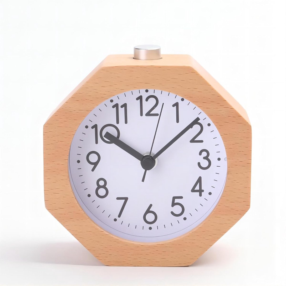 Wekker Wooden Alarm Clock, No Ticking, Silent, with Arabic Numerals, Backlit, Snooze Function, Battery Operated, for the Bedroom - Image 1