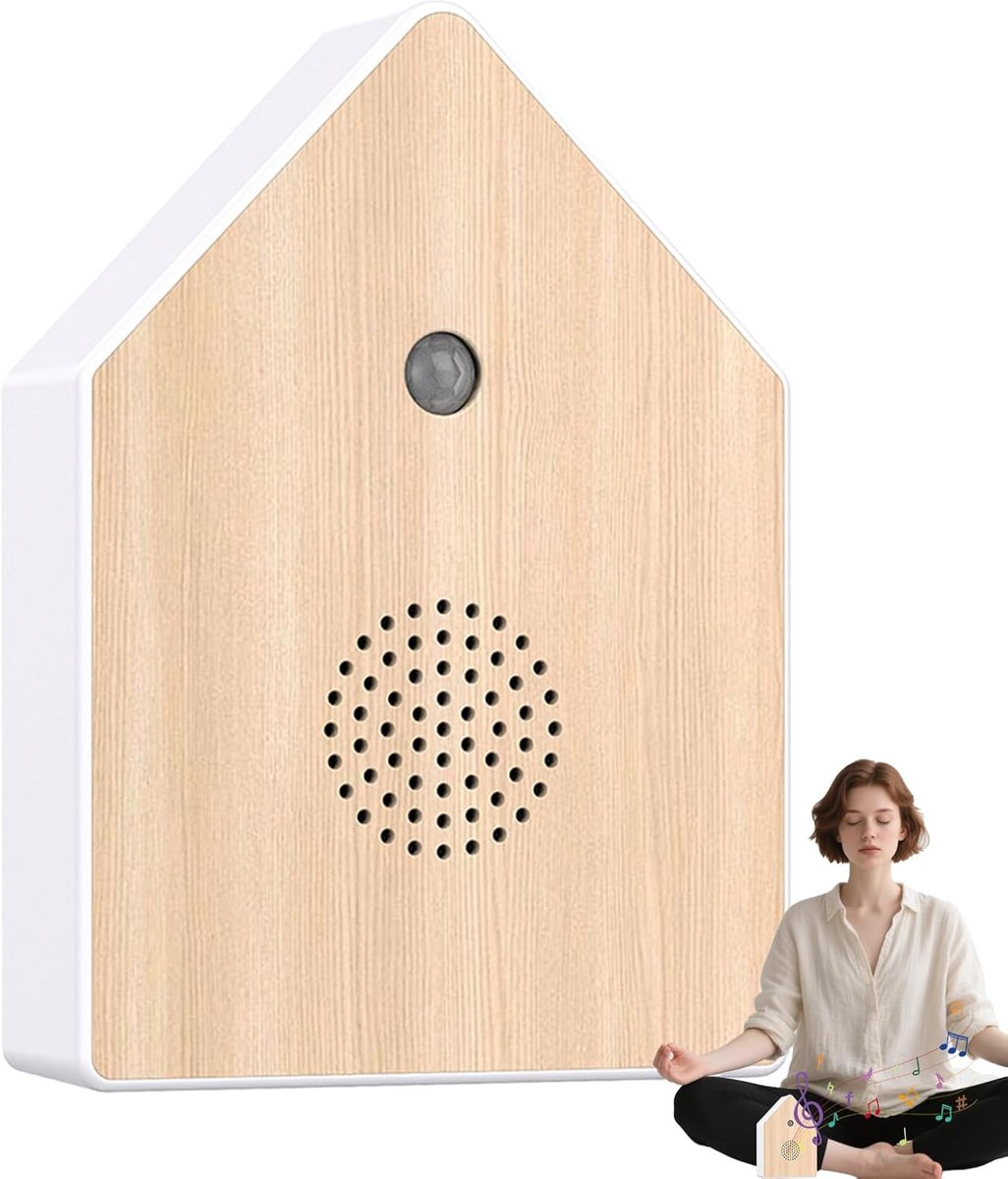 Motion detectors with nature sounds - Wall-mounted housing - Nature sounds - Birdsong - Songs - Suitable for hallways, bathrooms, guest rooms, toilets, and relaxation areas - Solid wood panels - Image 1