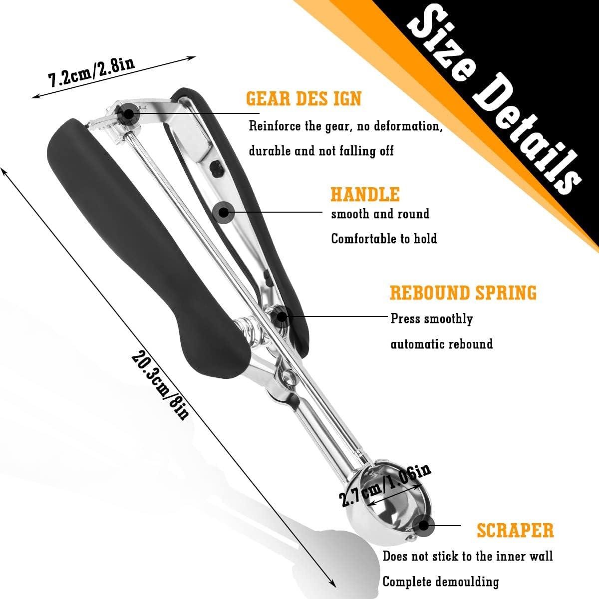 Stainless steel ice cream scoop – Spherical scoop for fruit, cookies and ice cream sorbets - Image 4
