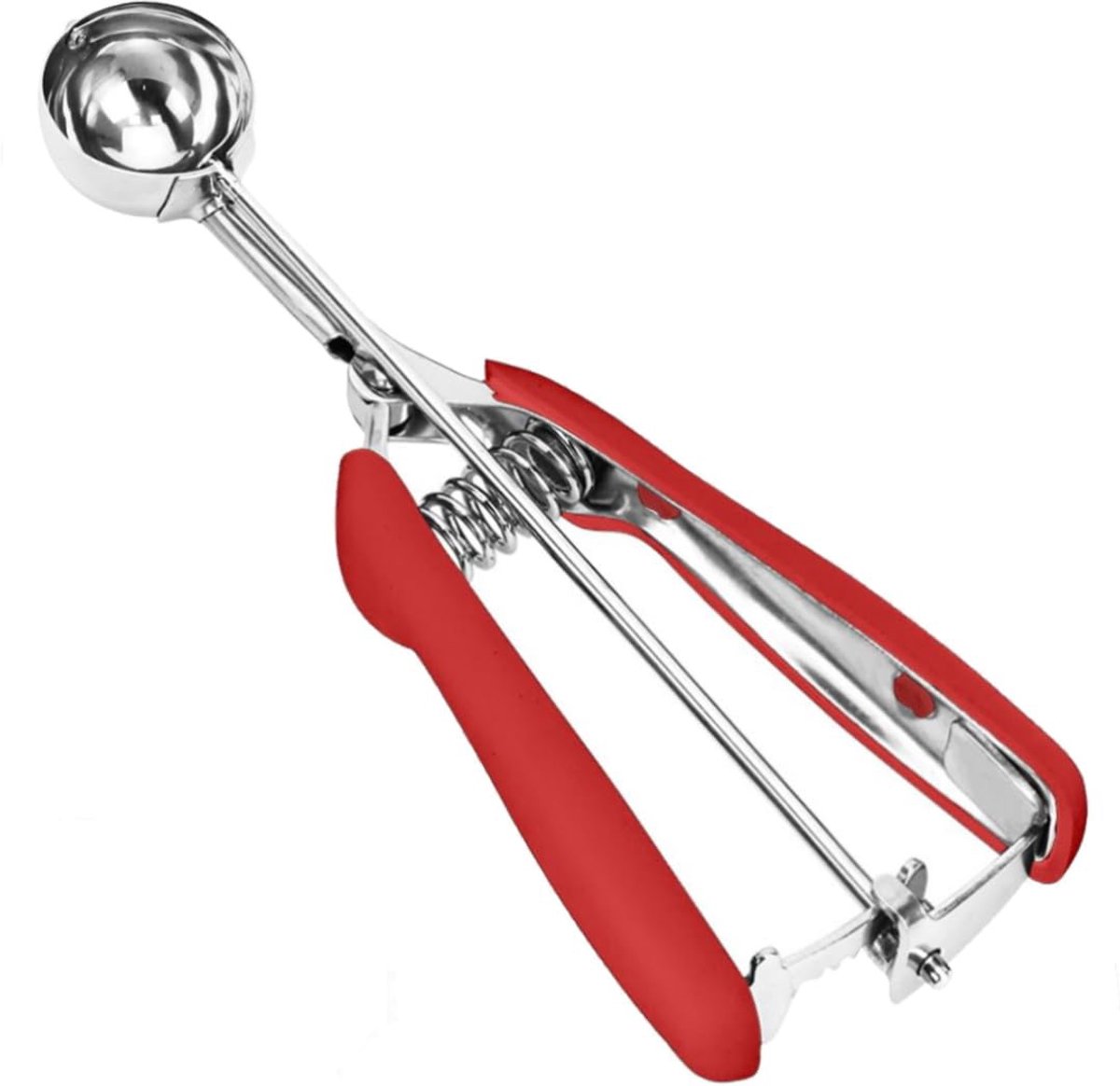 Ice Cream Scoop - Stainless Steel Ice Cream Scoop - Ball-Shaped Scoop - With Non-Slip Handle - For Fruit, Cookies, and Frozen Sorbets - Red - Image 1