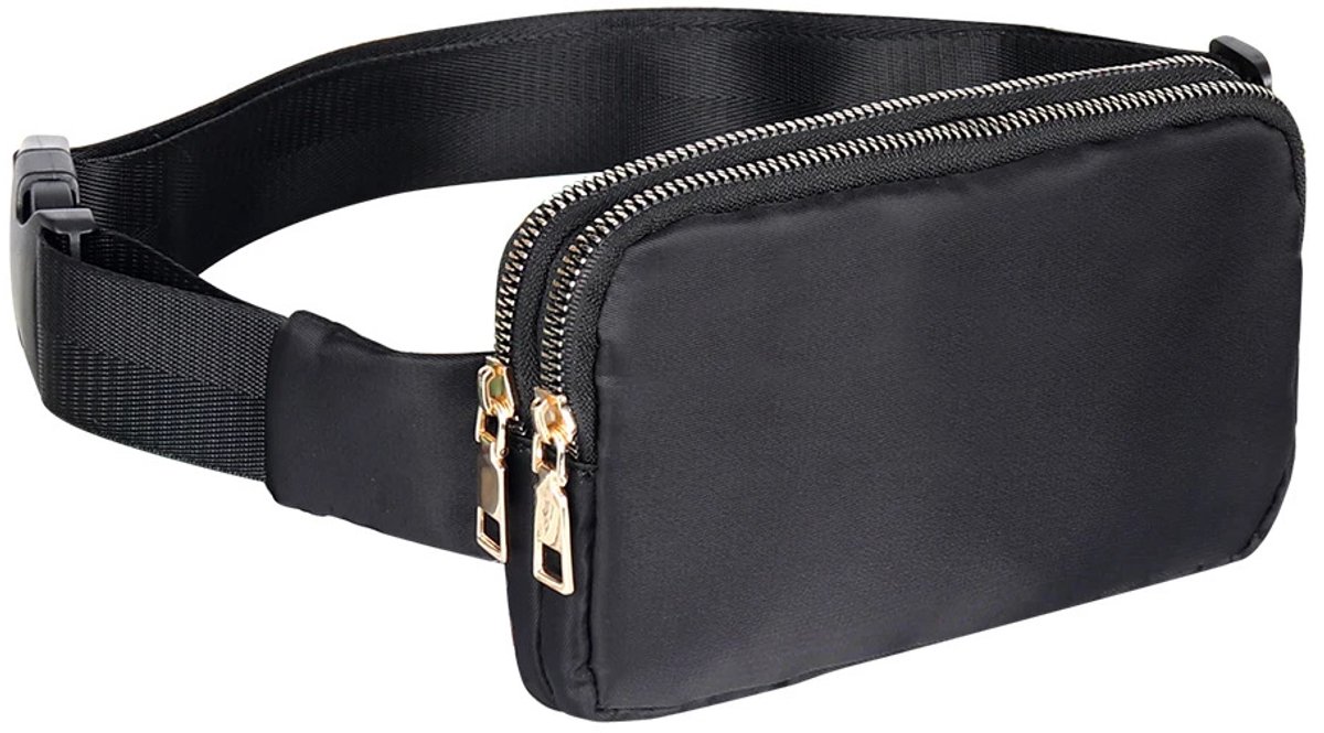 Fanny pack - Women's fanny pack - Men's fanny pack - Fanny packs for men and women - Black City fanny pack with two pockets - Suitable for outdoor activities, fitness, shopping, running, walking, travel, cycling - Image 1