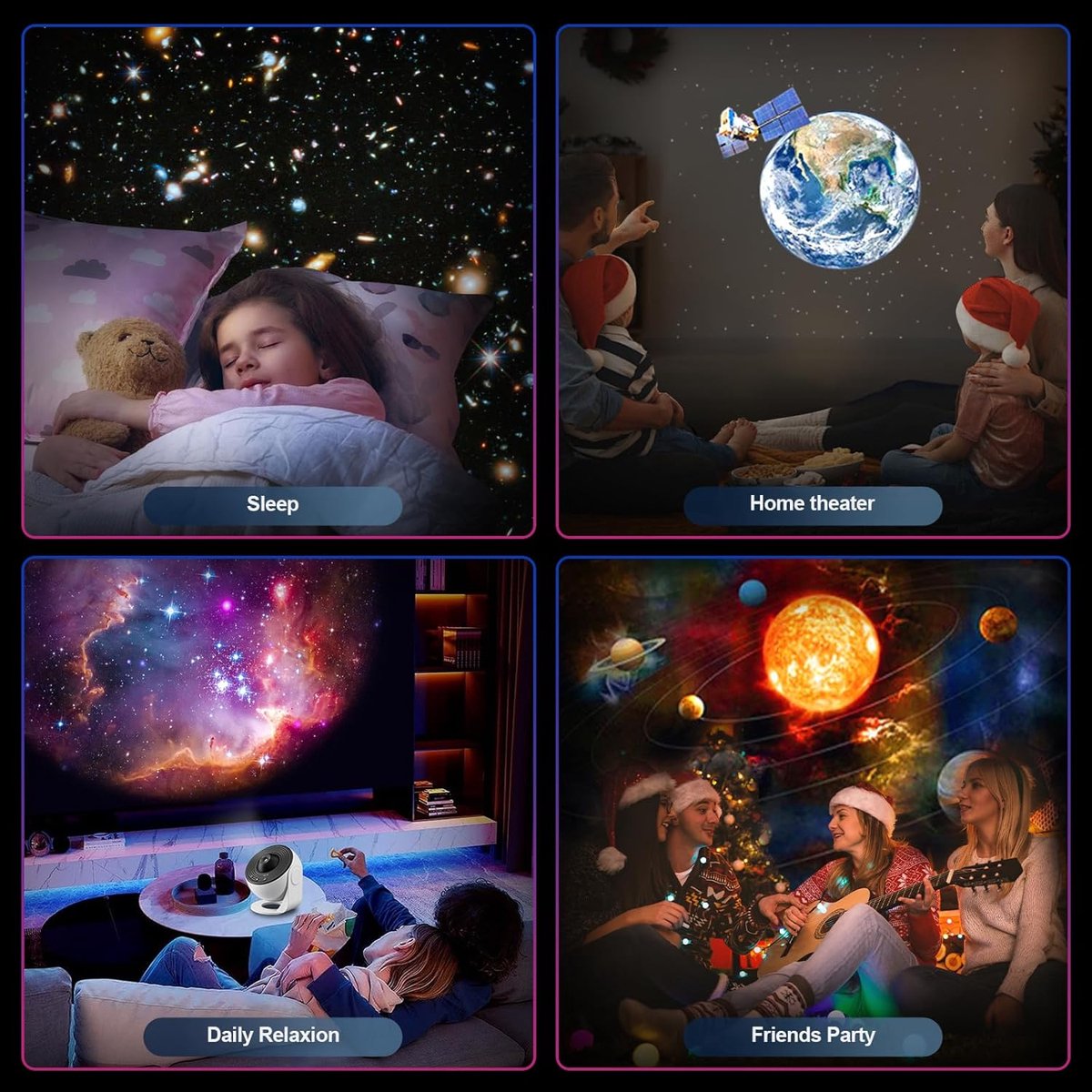 360° Starry Sky Night Projector with Solar System, Moon, Nebula, Galaxy, and Astronaut - Projector for Children and Adults - Mood Light - Bedroom Mood Light - Star Projector - Galaxy Projector - Starry Sky - White - Image 3