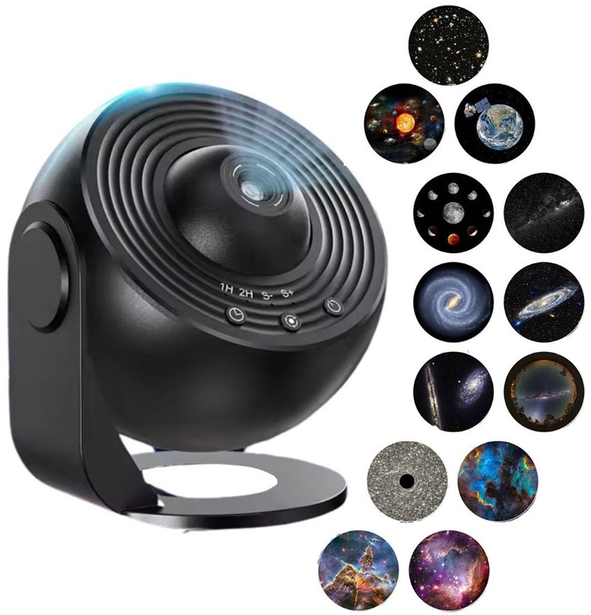 360° Starry Sky Night Projector with Solar System, Moon, Nebula, Milky Way, and Astronaut - Projector for Children and Adults - Mood Light - Bedroom Mood Light - Star Projector - Galaxy Projector - Starry Sky - Black - Image 1