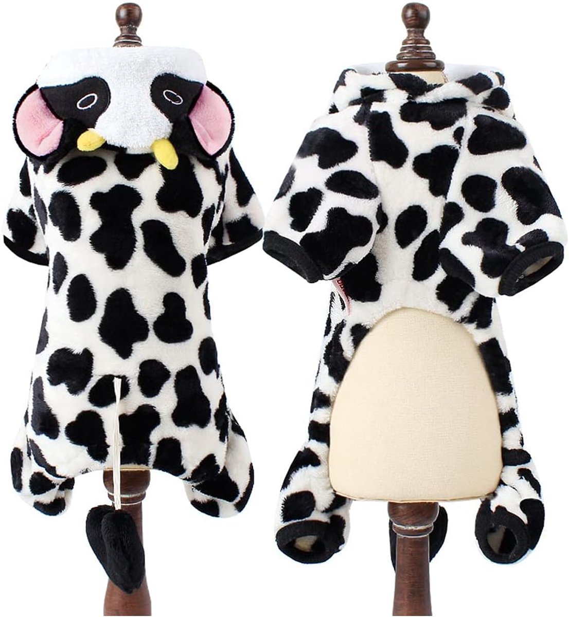 Dog Coat - Dog Clothes - Christmas Dinosaur Dog Costume - Cowboy Style Rider Sweatshirt - Warm Winter Raincoat - Perfect for Christmas - White Cow Size M - Party Decoration - Christmas Decorations - Image 2
