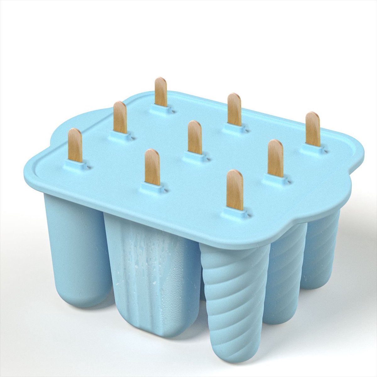 9-Cavity Ice Cream Mold - Silicone Ice Cream Mold - Ice Cream Mold - Reusable Ice Cream Mold - Easy to Disassemble - BPA-Free Ice Cream Maker for Kids - Ice Cream Mold - DIY Ice Cream Mold - Blue - Image 1