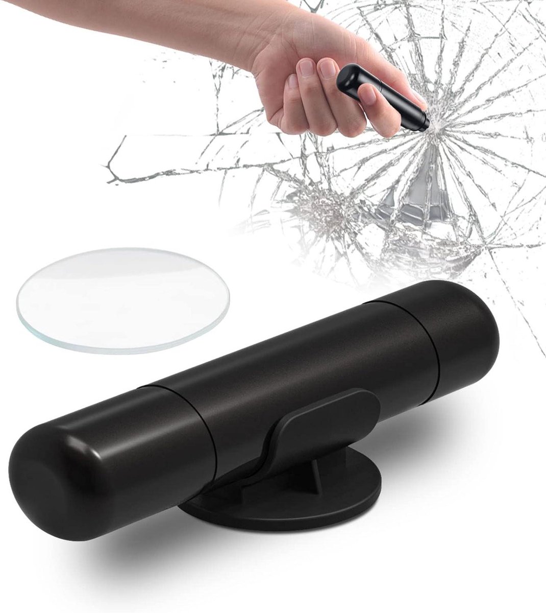 2-in-1 Emergency Car Hammer - Seatbelt Cutter and Window Breaker - Black - Image 1