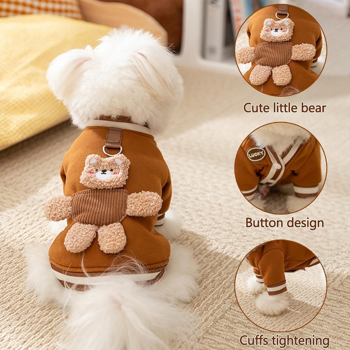 Dog Coat - Dog Sweater - Dog Clothes with D-Ring - Warm Winter Sweater - Soft Sweatshirt - Warm Winter Dog Clothes - Perfect for Small Dogs and Cats - Size M - Christmas Decorations - Image 3