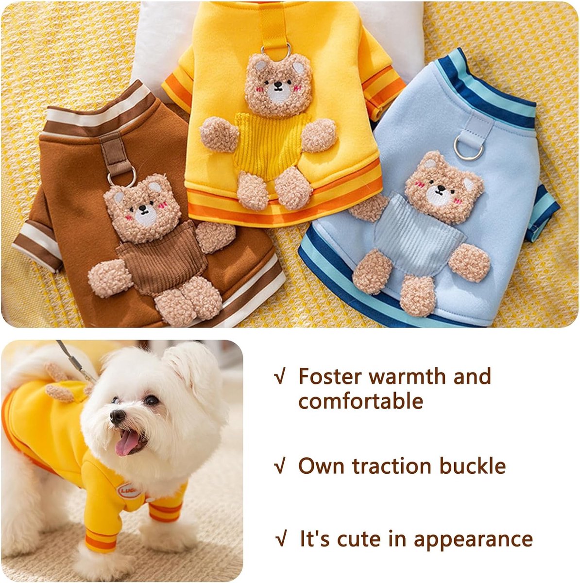 Dog Coat - Dog Sweater - Dog Clothes with D-Ring - Warm Winter Sweater - Soft Sweatshirt - Warm Winter Dog Clothes - Perfect for Small Dogs and Cats - Size XL - Christmas Decorations - Image 6