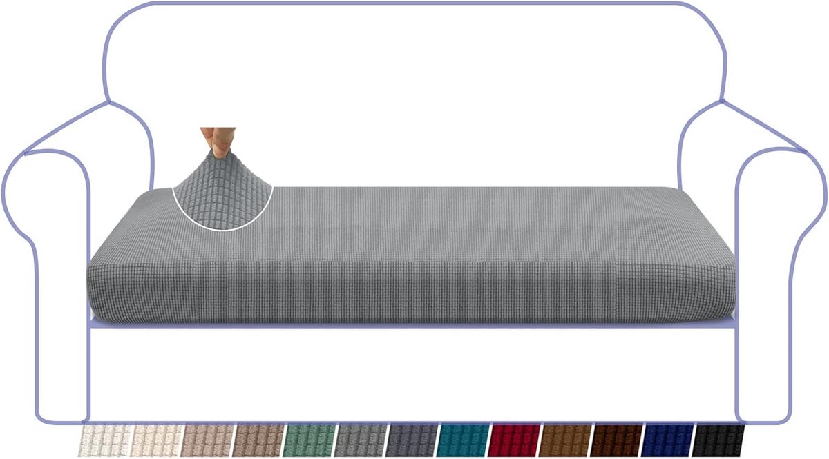Sofa cover - Winter sofa cover - Stretch sofa cover - Corner sofa cover - Seat cushion - Three-seater sofa cover - Spandex sofa cover - Furniture protector with elastic base - Grey - Image 1