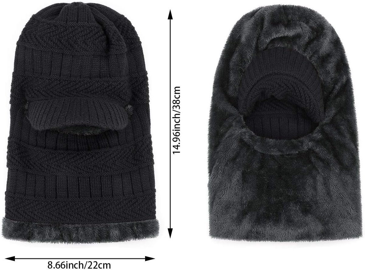 Beanie - Men's Winter Beanie - Knitted Beanie - Men's Beanie - With Flexible Neck Gaiter - Ski Balaclava - Unisex - Windproof - Warm - Ideal for Outdoor Activities - Camping - Skiing - Everyday Wear - Winter - Image 4