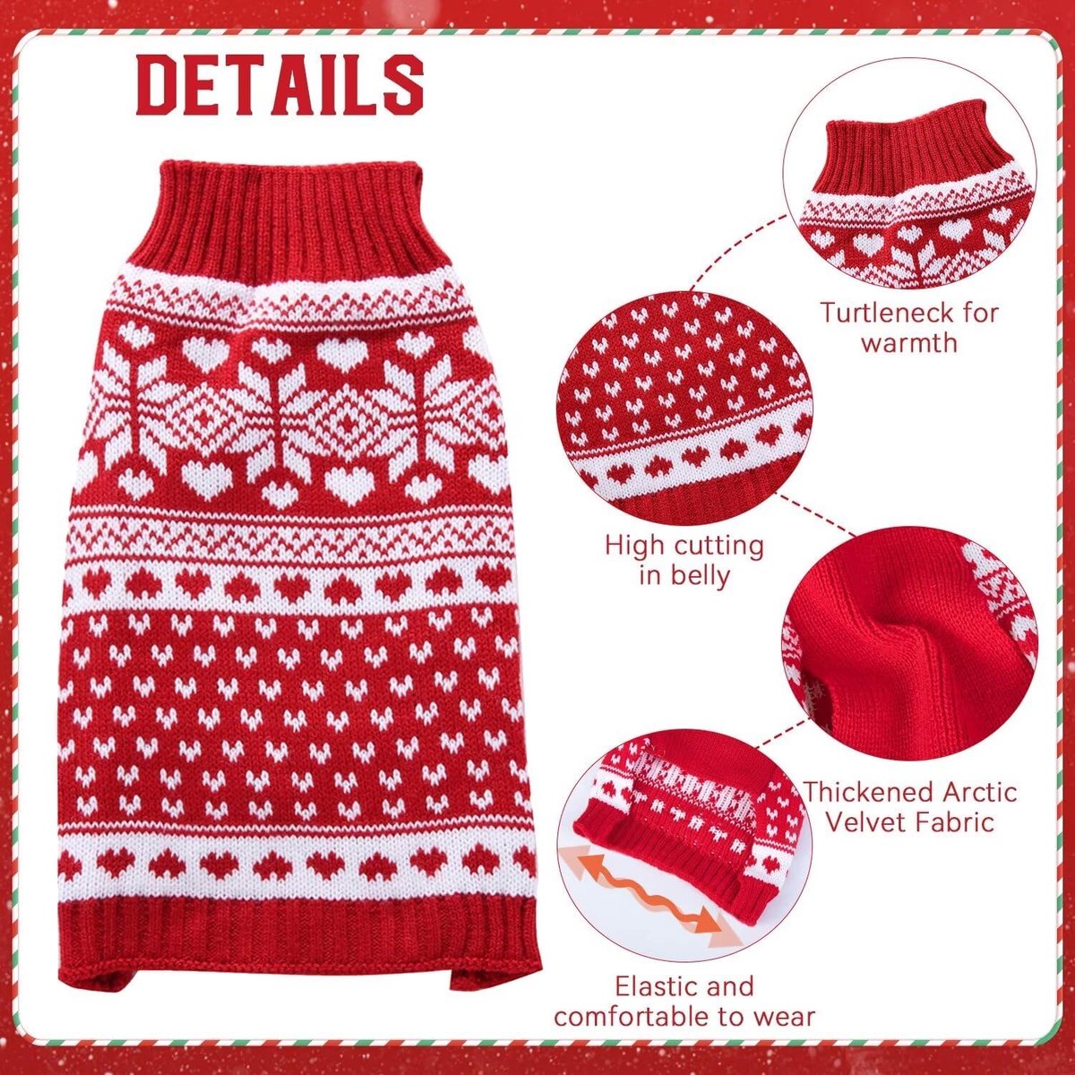 Dog Sweater - Christmas Dog Sweaters - Sleeveless Dog Sweaters - Dog Coat - Warm Autumn and Winter Puppy Sweater - Ugly Sweater - Perfect for Small Dogs - Dog - Medium - New Year's Holidays - S - Image 2