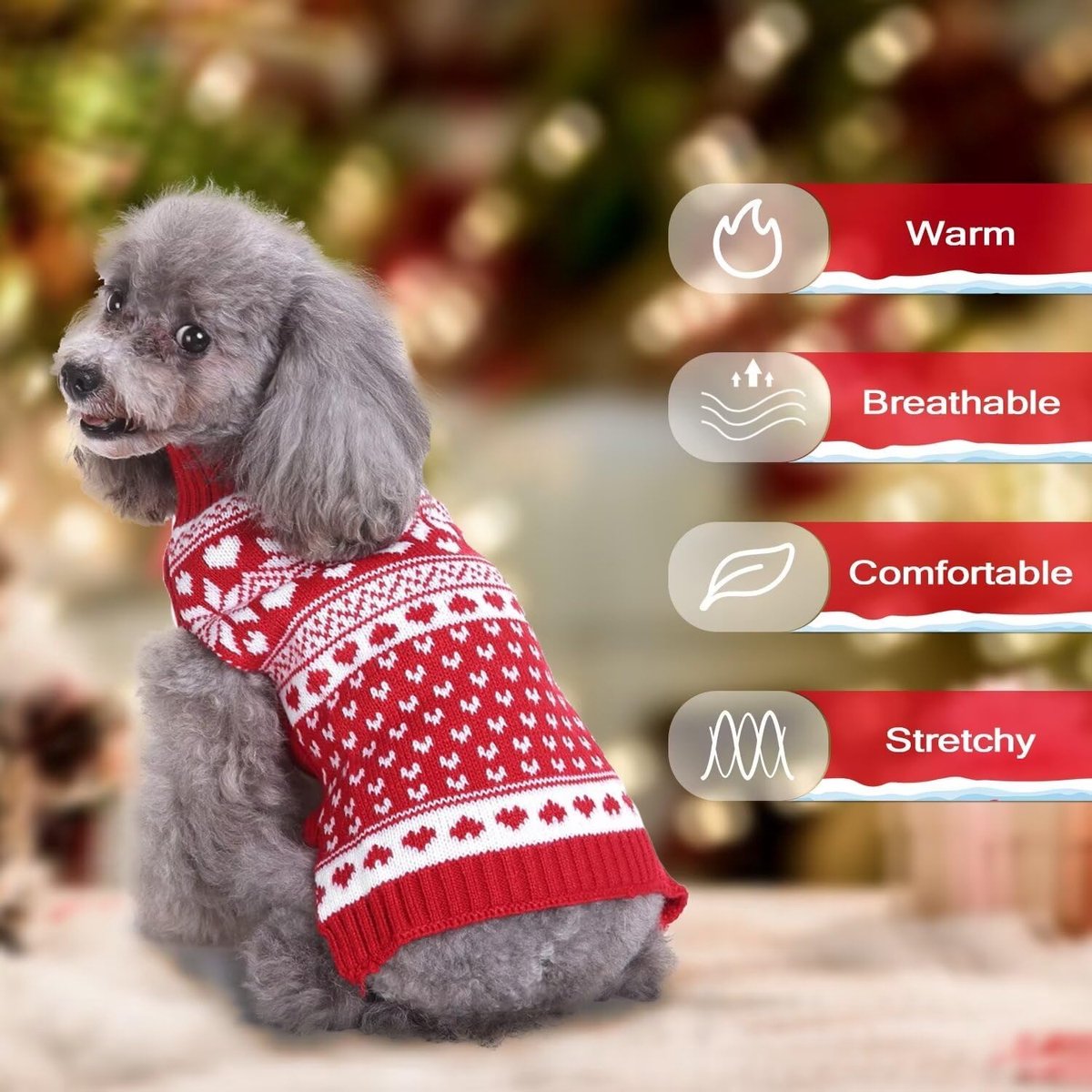 Dog Sweater - Christmas Dog Sweaters - Sleeveless Dog Sweaters - Dog Coat - Warm Autumn and Winter Puppy Sweater - Ugly Sweater - Perfect for Small Dogs - Dog - Medium - New Year's Holidays - XL - Image 3