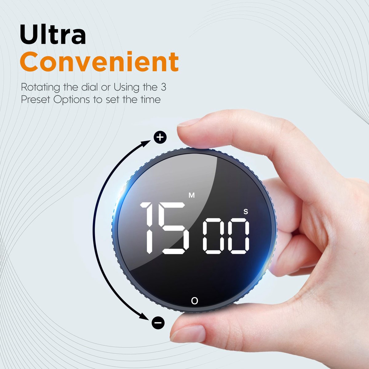 Digital Timer - Digital Kitchen Timer - Smart Timer - LED Display - Magnetic - 360° Rotation - BBQ Alarm Clock - Silver - Image 2