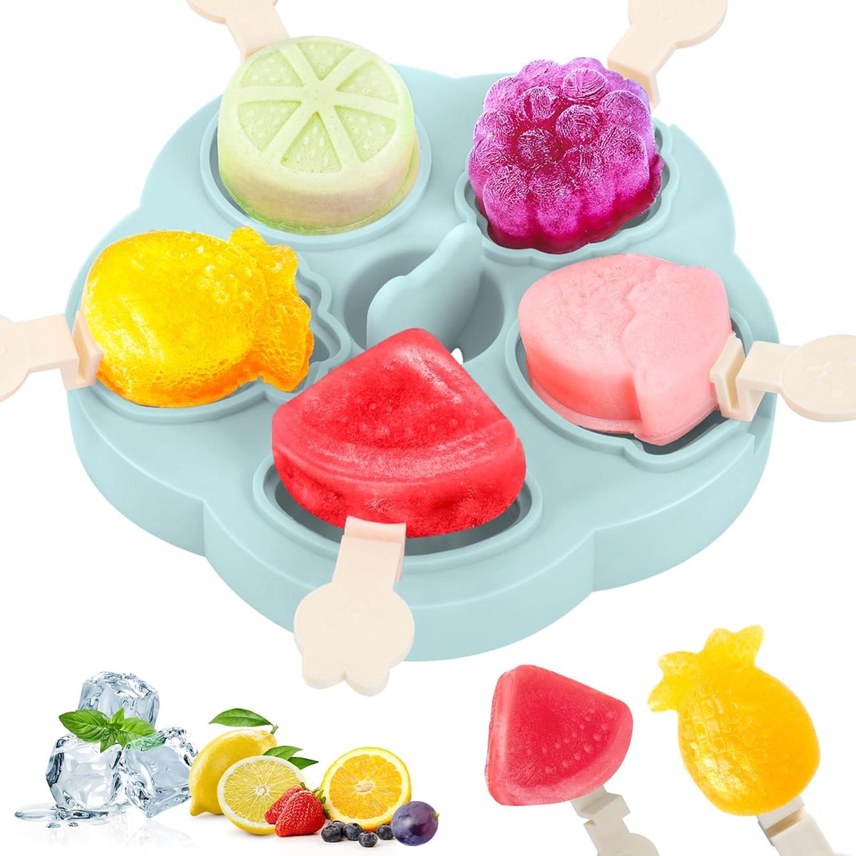 Silicone Ice Cube Trays - 5 Mesh Ice Cube Trays - BPA-Free, Safe for Children and Babies - Mini Ice Cube Trays - Ice Cube Trays with Handles and Lids - Reusable Ice Cube Trays for Kids - Image 1