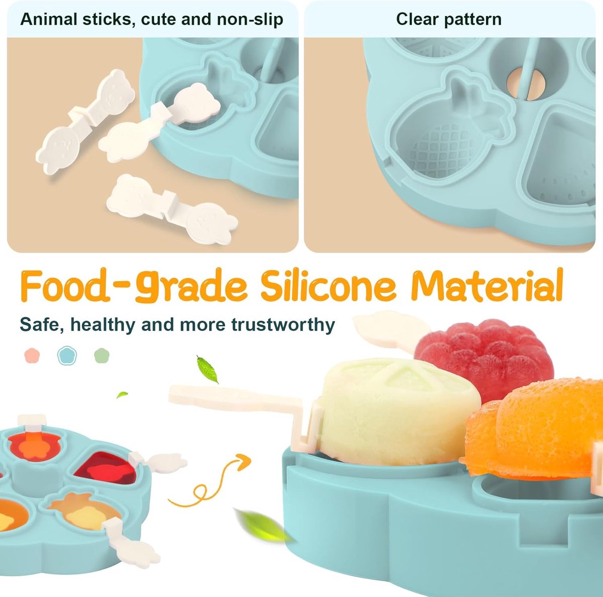 Silicone Ice Cube Trays - 5 Mesh Ice Cube Trays - BPA-Free, Safe for Children and Babies - Mini Ice Cube Trays - Ice Cube Trays with Handles and Lids - Reusable Ice Cube Trays for Kids - Image 5