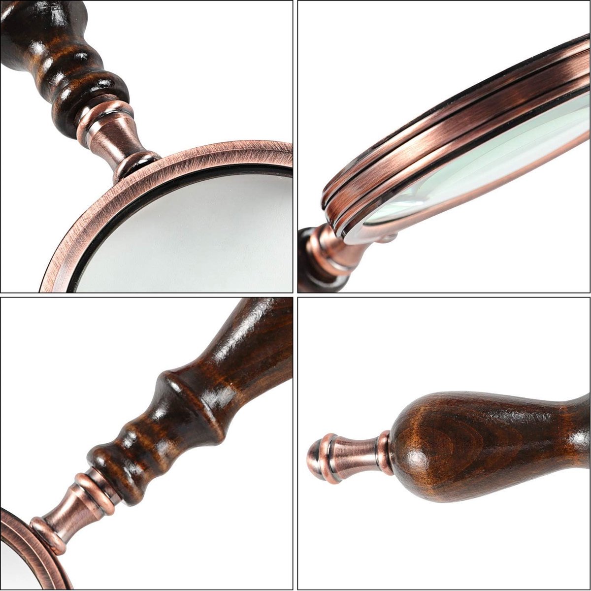 Magnifying glass - 10x magnification - 8.5 x 22.5 cm - wooden handle - Vintage - best reading magnifier - Image 2