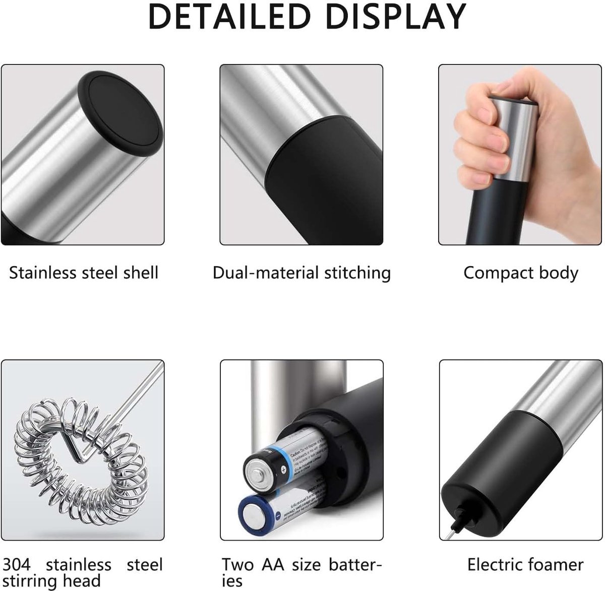 Milk Frother - Milk Frother - Manual Milk Frother - Electric Milk Frother - Milk Frother with Stand - Portable Beverage Mixer - Efficient Foaming Lance - Professional Whisk - Create the Perfect Coffee Foam - Image 5