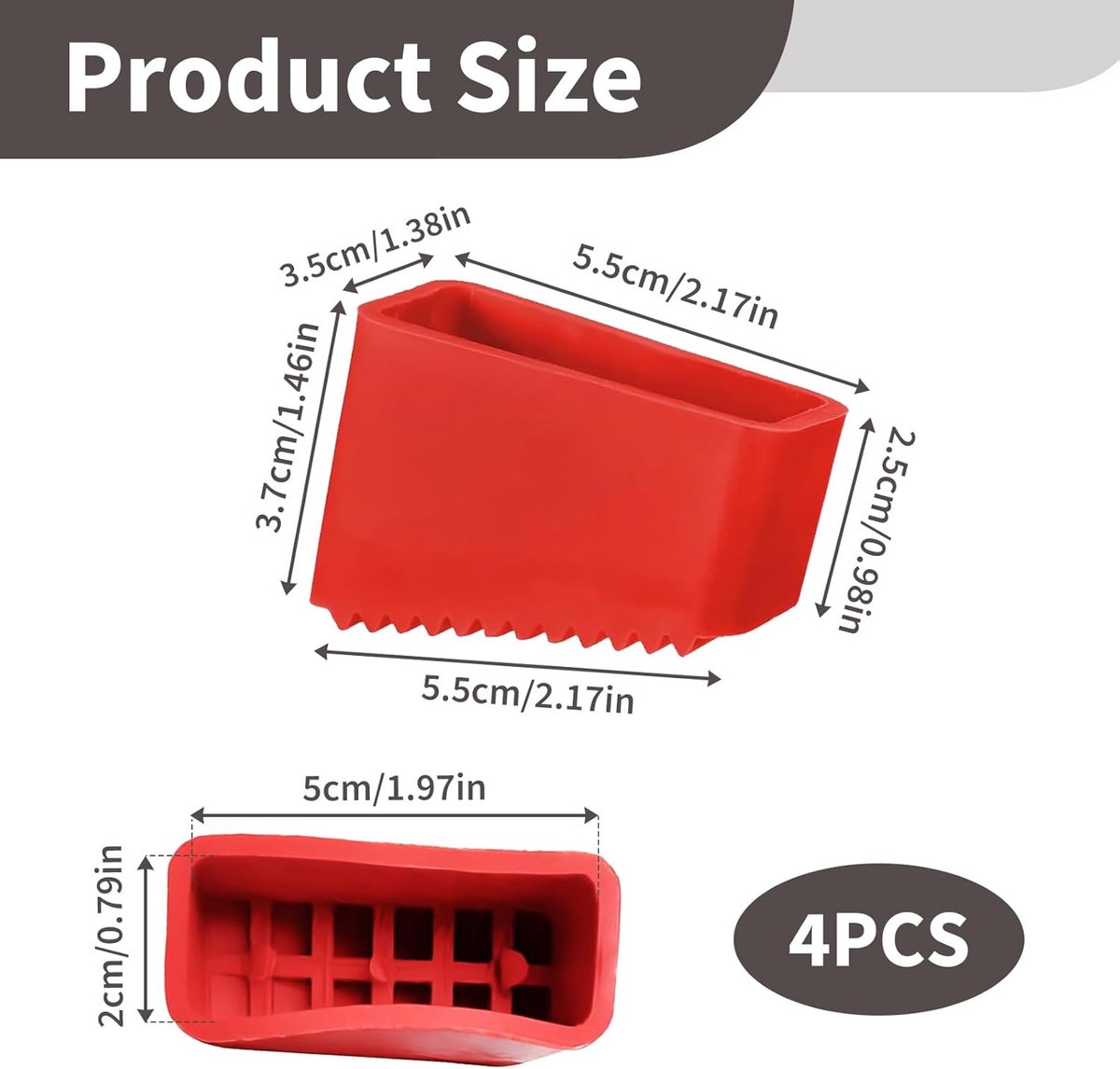 4 rubber stuks on ladders - ladders of rubber - Rubber on ladders - Rubber on ladders mat - Ladderdoppen - Red - Ladderstabilisatoren, antislip vervangende voetafdekkingen voor thuis- en industriële ladders - Image 5