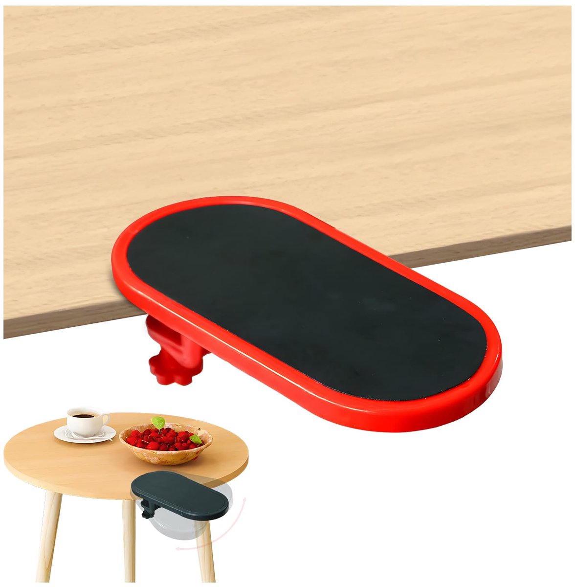 Ergonomic desk with armrests - Wrist rest - Adjustable wrist rest for computer and laptop - Comfortable and universal - Shoulder and wrist relief - For home and office - Red - Image 1