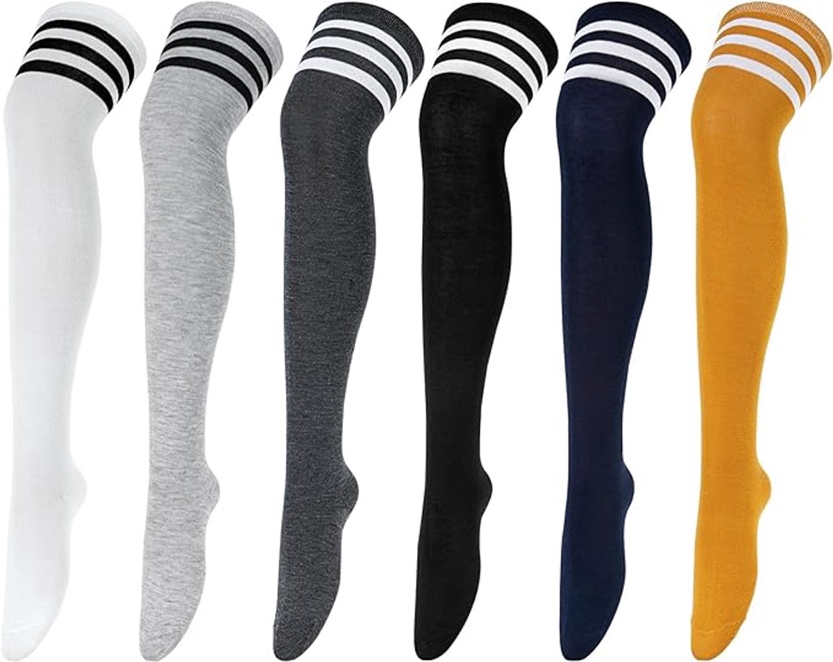 Socks - Women's Knee-High Socks - High Knee-High Socks - Sexy Socks - Women's Knee-High Socks - Stockings - Leg Warmers - Casual Outfit - Role Play - 6 Pairs - Image 1