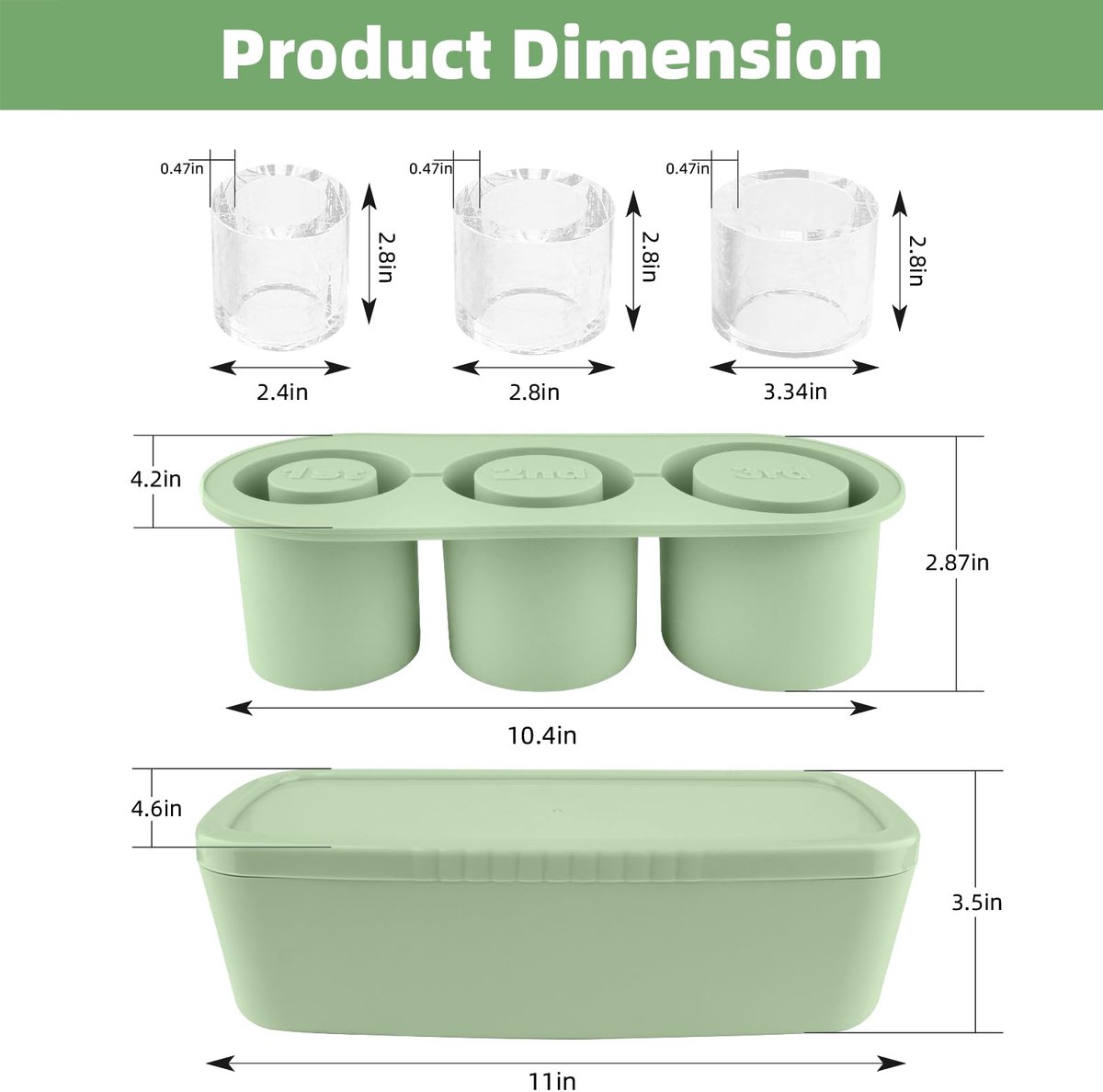 Ice Cube Tray - Silicone Ice Cube Tray - Ice Cube Mold - Ice Cube Mold - For chilling cocktails, whiskey, drinks, coffee, ice cubes - 40 oz - Green - Image 3