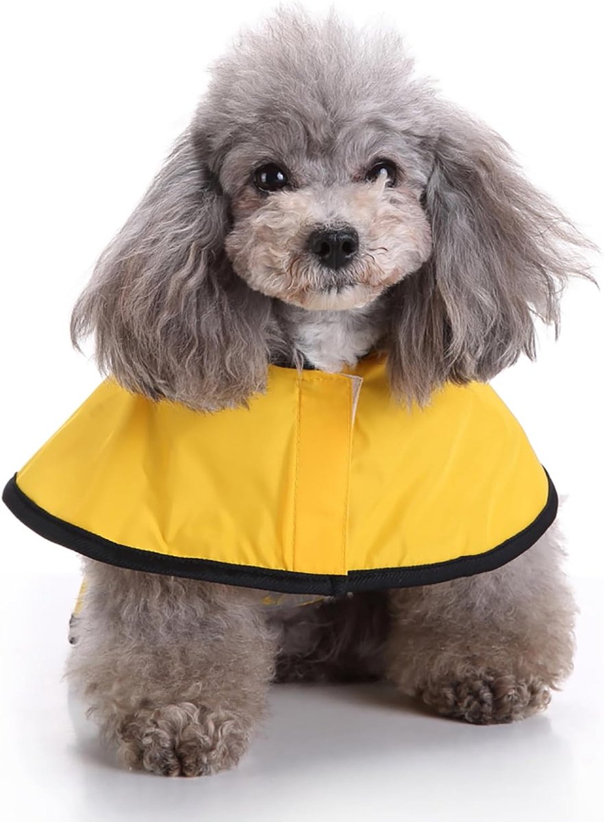 Dog Coat - Dog Raincoat - Reflective Dog Raincoat - With Hood - Adjustable Raincoat - Lightweight Raincoat - Yellow - Size M - Perfect for Small and Medium-Sized Dogs - Image 1