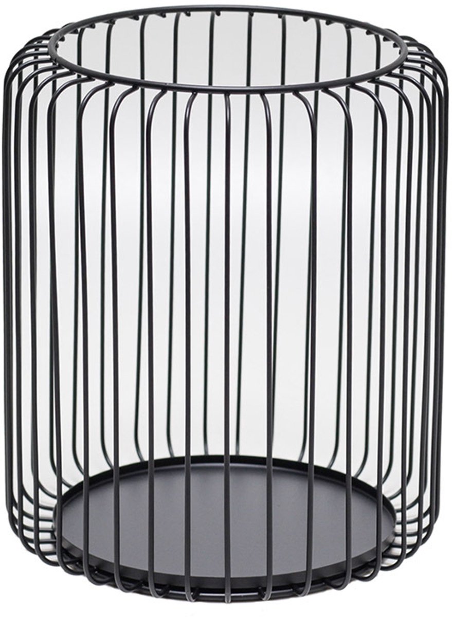 Set of 2 black metal candle holders, large oval candle holder, black decoration, metal wire lantern (Zwart) - Image 1