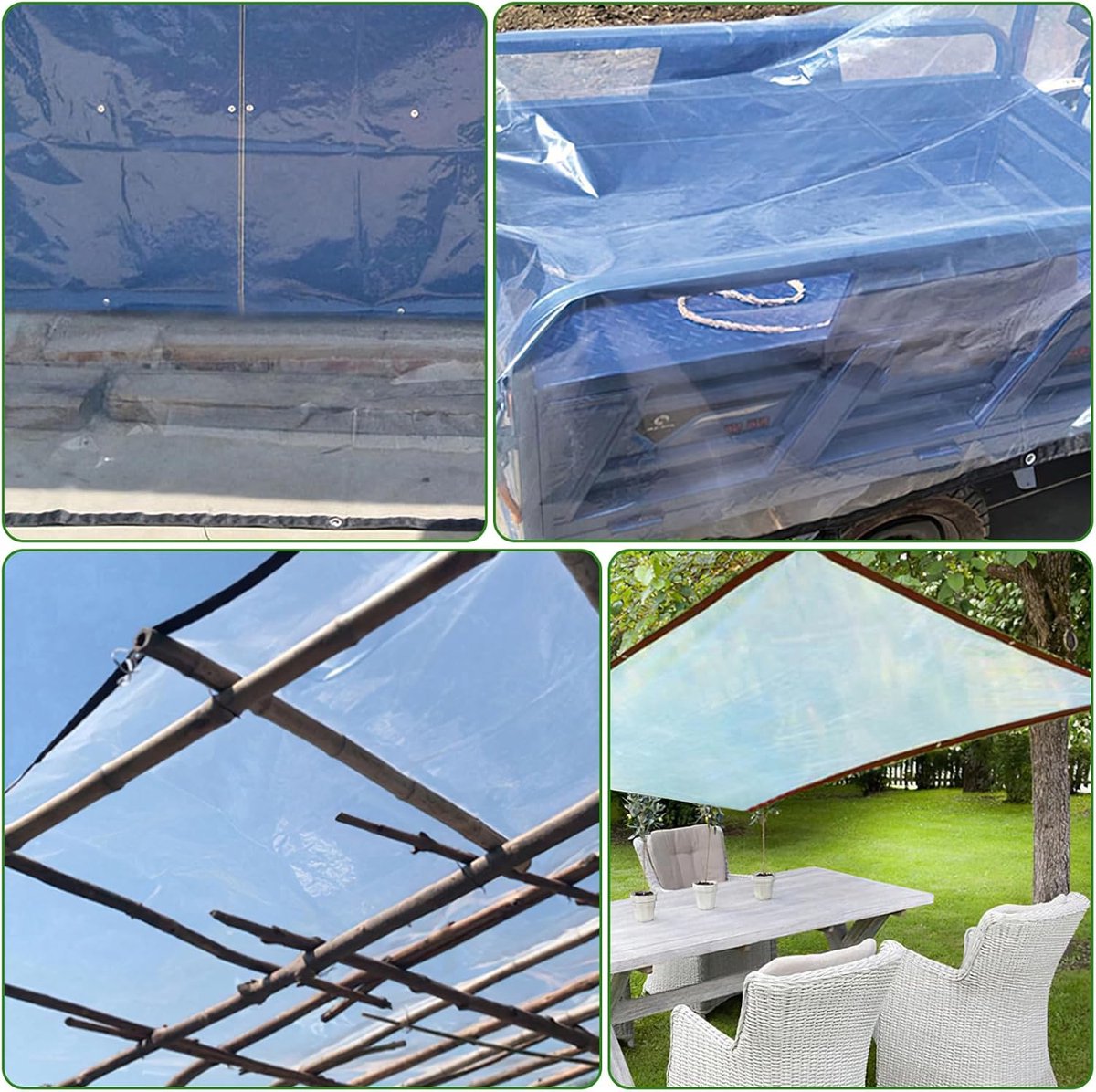 Tarpaulin - Transparent tarpaulin - Transparent tarpaulin with rings - Waterproof transparent tarpaulin - PE tarpaulin - for garden furniture - Planter - Animal shelter - Roof - Rope included - 2 x 3 m - Image 4