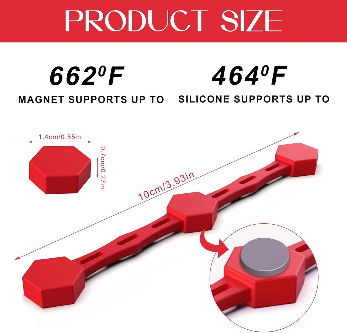 4 Magnetic Silicone Airfryer Loops – Safe for Parchment Paper and Disposable Liners – Magnetic Silicone Airfryer Strips – Ideal for Airfryer Accessories – Prevents Paper from Burning on Contact with the Heating Element – Red - Image 7
