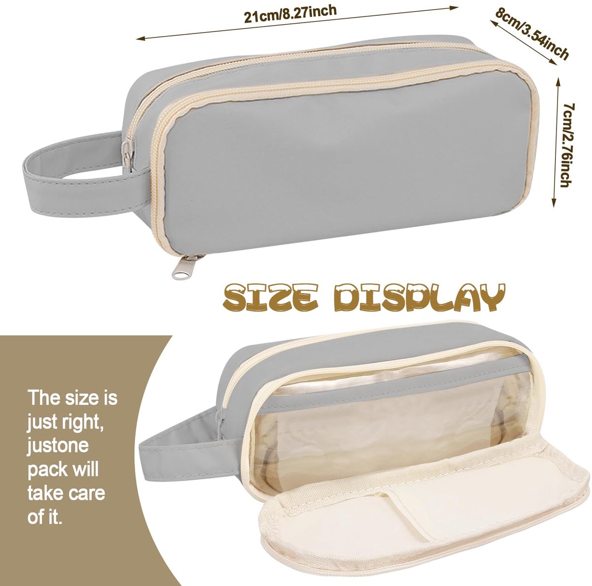 Pencil Case - Large Capacity - Waterproof and Expandable - Pencil Case for Boys and Girls - School Supplies - Suitable for Stationery, Makeup, Cosmetics, Travel, and Office Supplies - Beige - Image 6