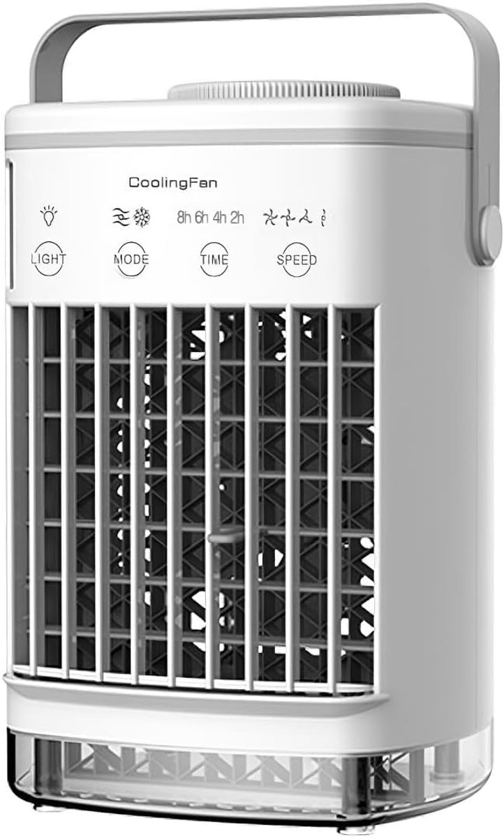 Fan - Small fan - Portable air cooler - Mini mobile air conditioner - Personal evaporative air cooler - Timer function and 7 LED lights - Air coolers for home, office and bedroom - Image 1