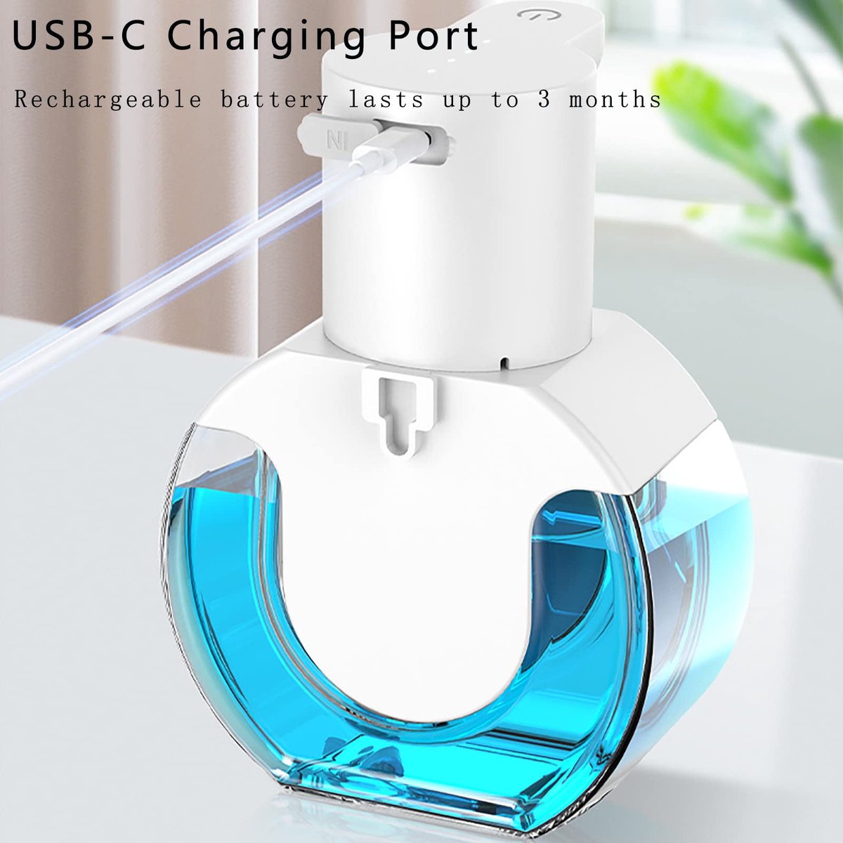 Automatic soap dispenser - 420 ml - USB rechargeable - Automatic foam dispenser - Foam technology - Infrared sensor - Suitable for bathroom, kitchen and office - Wit - Image 3