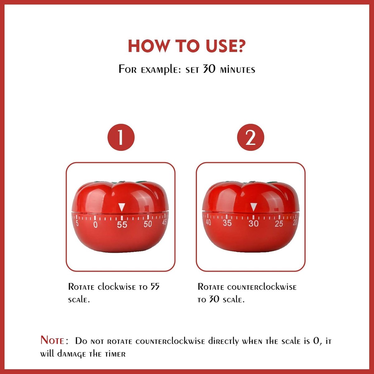 Mechanical Kitchen Timer with Tomato-Shaped Countdown - Image 6