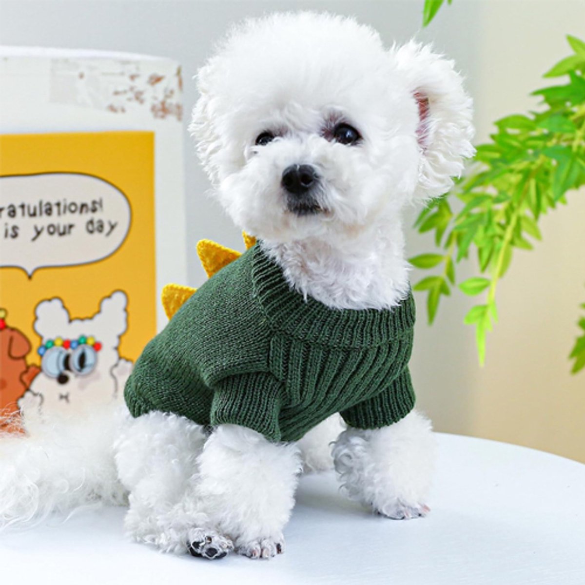 Dog Coat - Dog Sweater - Sweaters for Small Dogs - Dog Sweater - Cute Dinosaur Sweater - Soft and Comfortable Winter Clothes - Warm Knit Cat Sweater - Perfect for Christmas - Puppy Shirts - Christmas - Size XL - Image 4