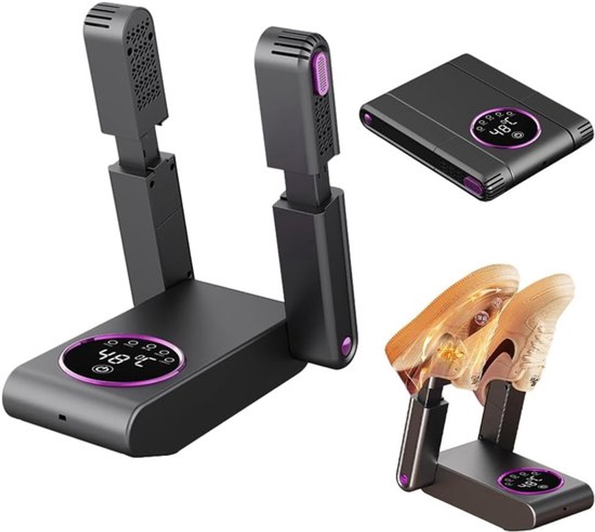 Boys' Shoe Dryers - Women's Shoe Dryer - Boxing Gloves - Deodorizer - Smart Timer - Drying Function - Shoe Dryer - Foldable and Portable - Boxing Gloves and Shoe Dryer - Black - Image 1