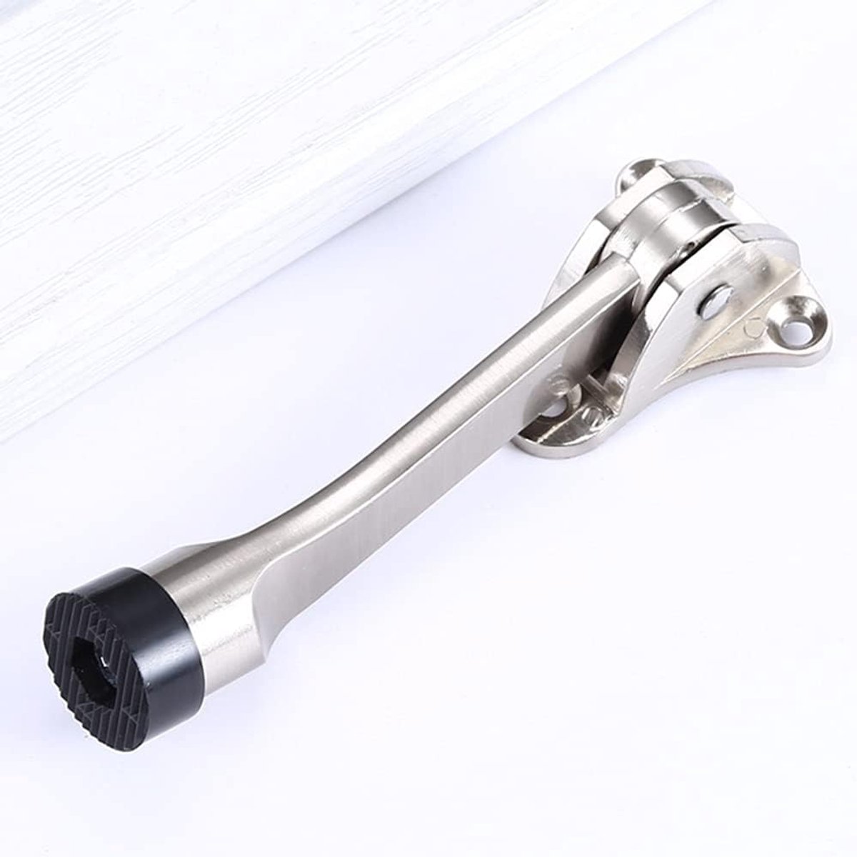 Set of 2 One Touch Adjustable Metal Doorstops - Zinc Alloy Doorstop with Rubber Buffer, 13 cm, for Indoor and Outdoor Use - Image 5