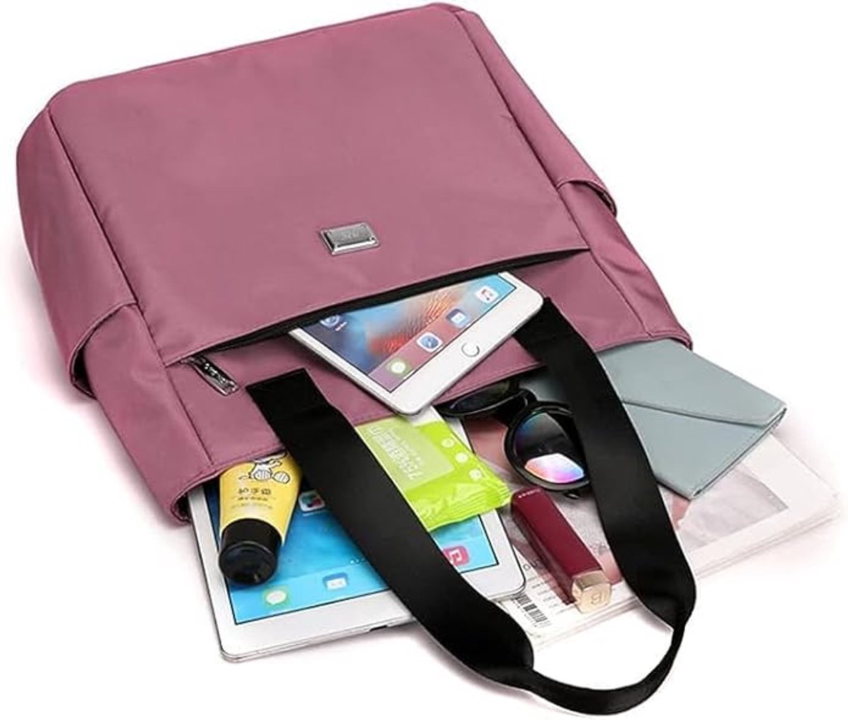 Women's nylon handbags, lightweight handbag with multiple pockets, large waterproof shoulder bag, black - Image 2