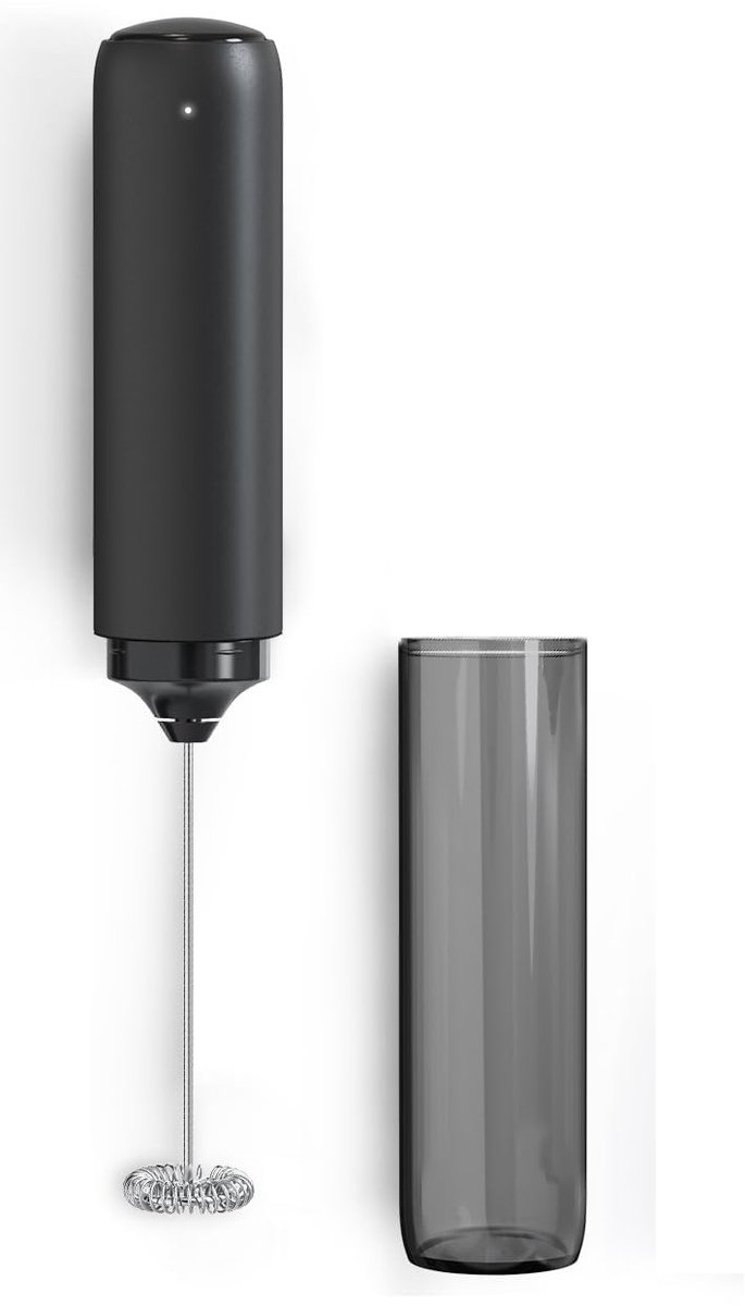 USB rechargeable electric milk frother for coffee, latte, cappuccino and hot chocolate, Black - Image 1