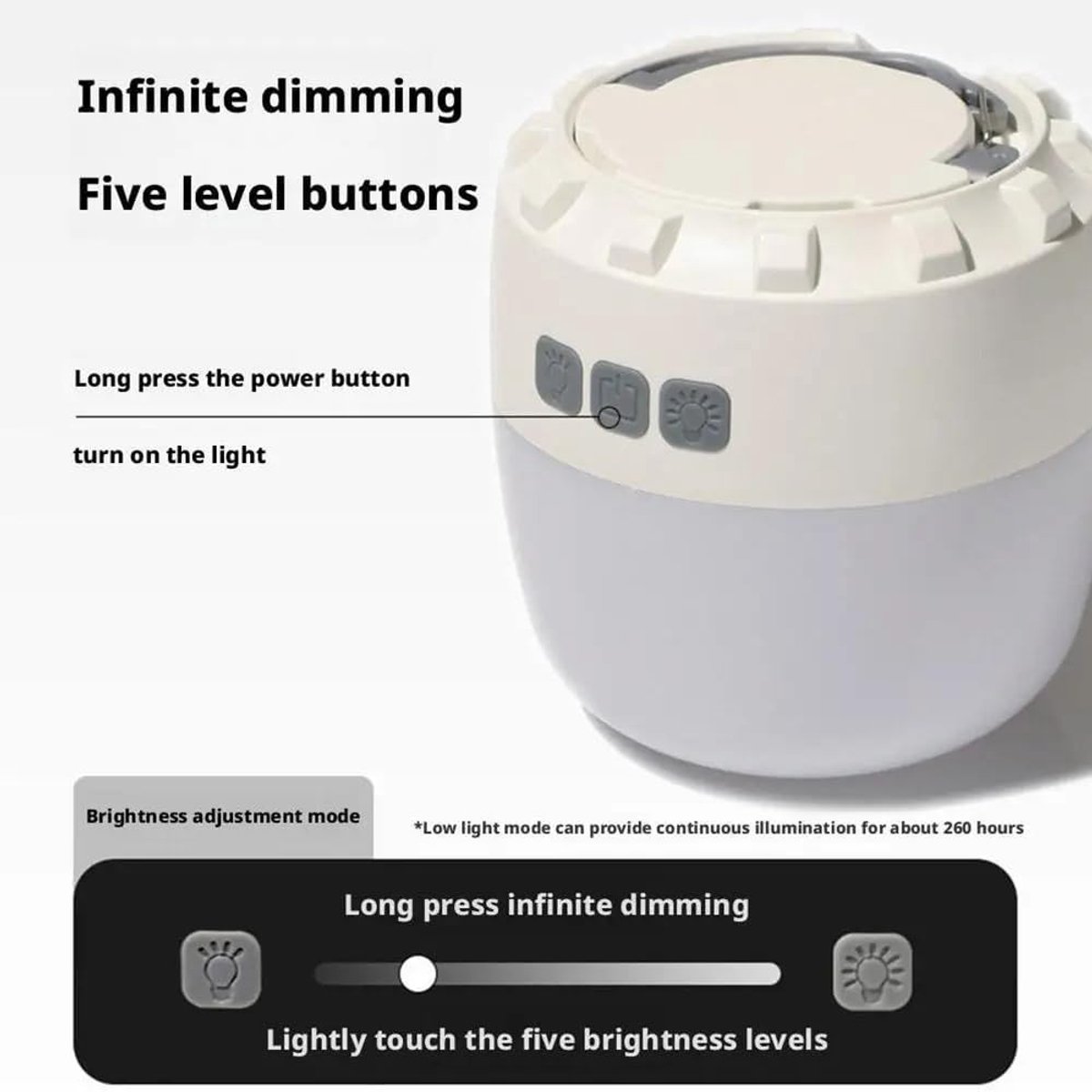 Camping lamp - Camping light - Flashlight - Rechargeable camping lamp - Tent light - Rechargeable - 3200mAh - Suitable for hiking and camping - Image 4