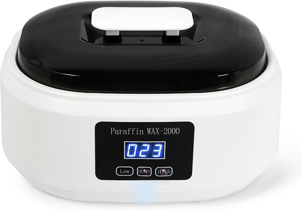 Paraffin wax warmer - Candle wax melting pot with handle and heat-insulating plate - Fast and adjustable heating - 2 speeds - Large 2000ml capacity and easy to use - For skin treatment (Wit) - Image 1