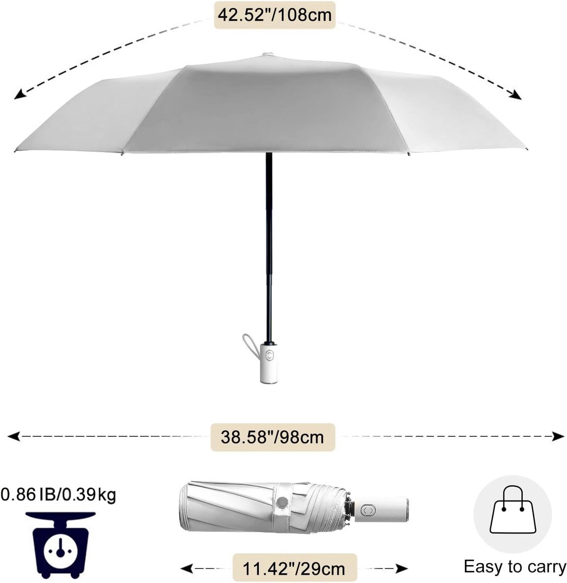 Automatic umbrella, parasol, automatic folding anti-ultraviolet umbrella for women, windproof and rainproof, mini umbrella, 8-rib umbrella, suitable for adults and children, travel parasol - Image 7