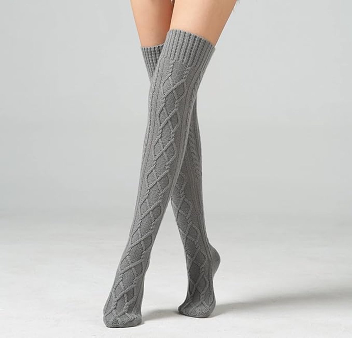 Socks - Women's knee-high socks - Cable knit knee-high socks - Stockings - Knee-high socks - Winter warmth - Tights - Knee support socks - Women - Girls - Pain relief - Image 1