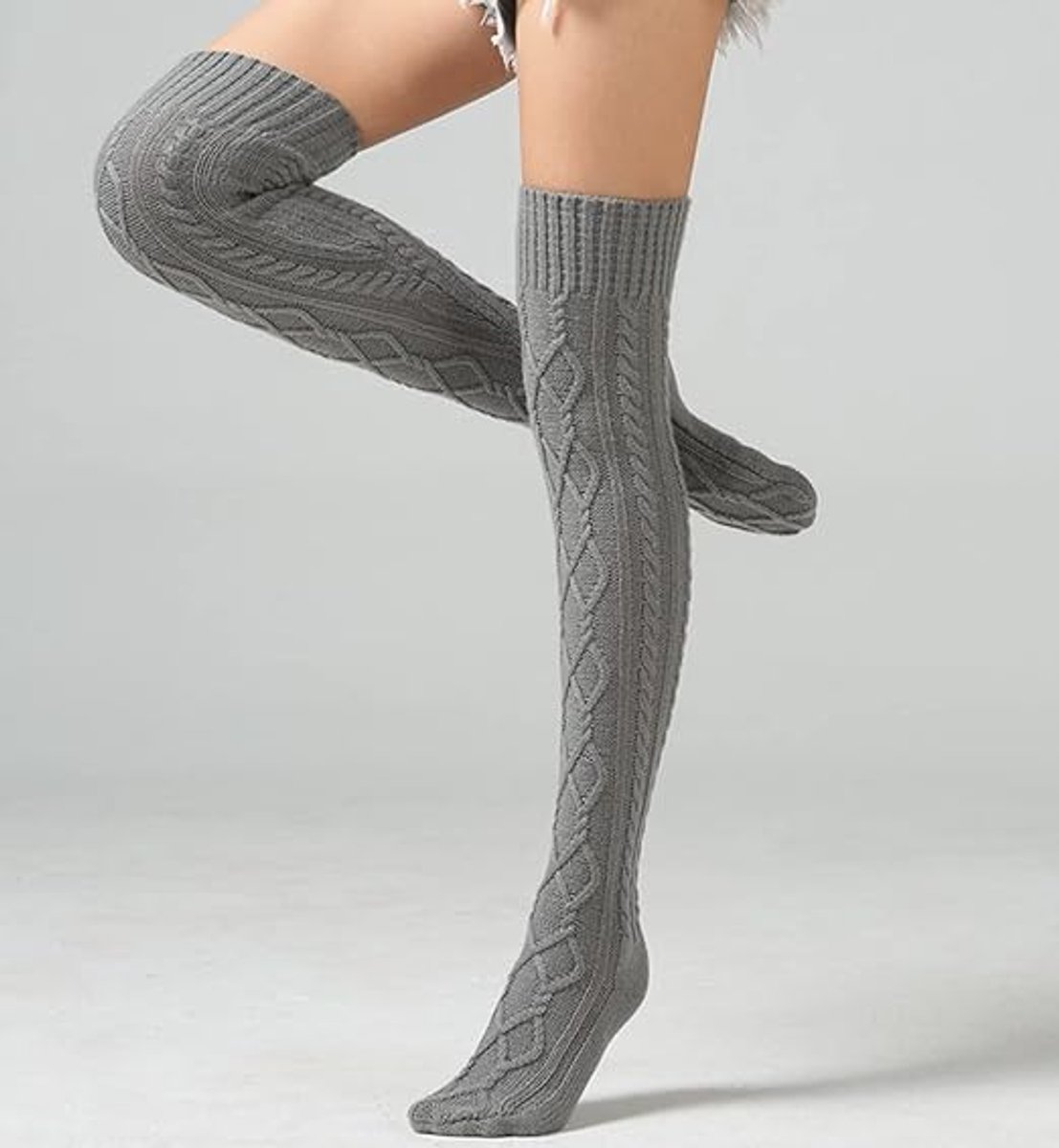 Socks - Women's knee-high socks - Cable knit knee-high socks - Stockings - Knee-high socks - Winter warmth - Tights - Knee support socks - Women - Girls - Pain relief - Image 3