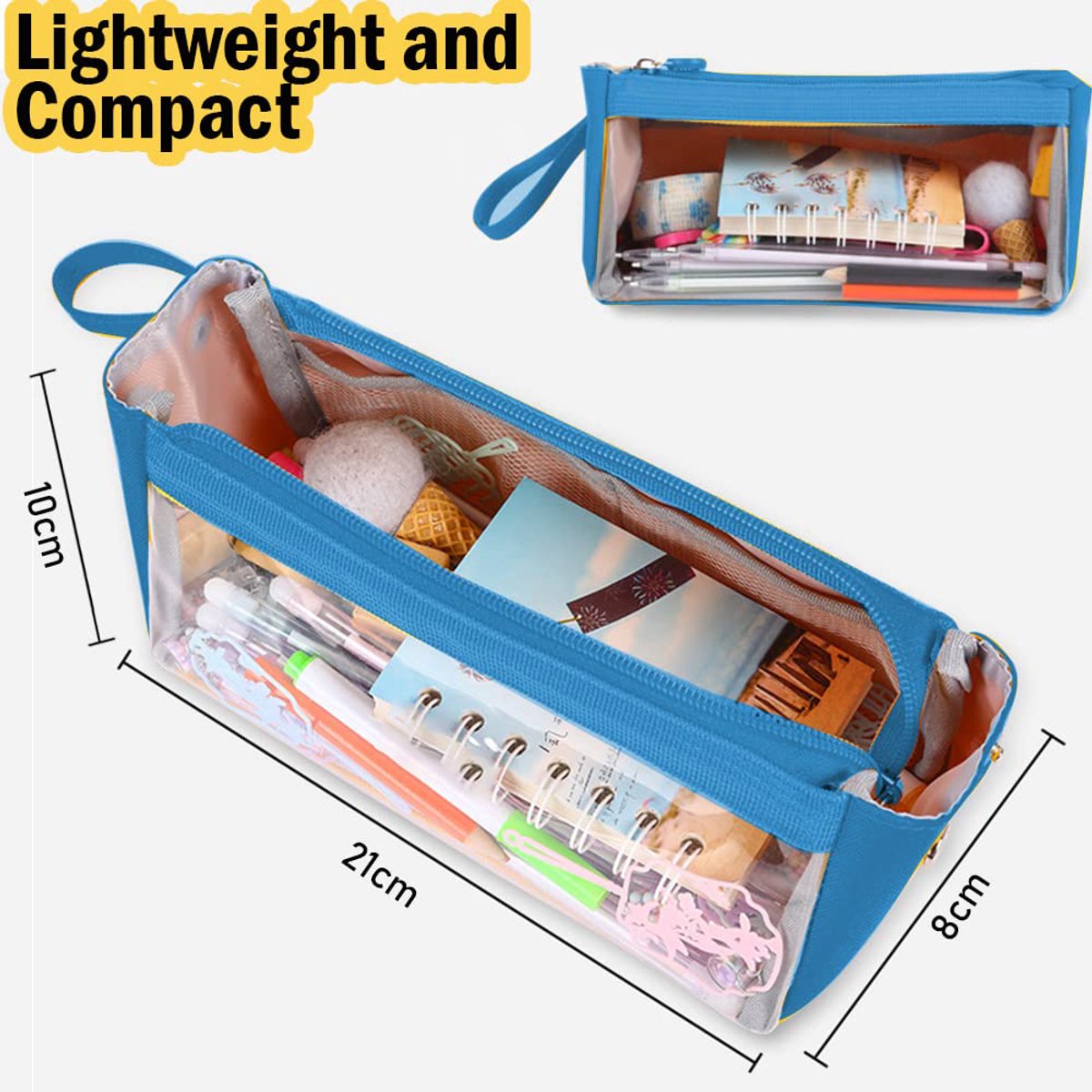 Pencil case - Pencil case - Storage bag - Pencil case - Boy's pencil case - Girl's pencil case - School cases - Portable school pencil case - 20x9x10cm - Blue - Image 2